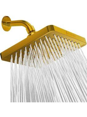 SPARKPOD 8" Egyptian Gold Square Luxury Rainfall Shower Head Easy Install - New
